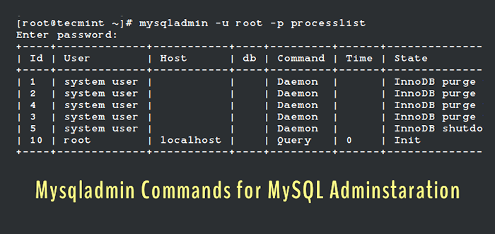 20 Mysqladmin -Befehle für die Verwaltung von MySQL/Mariadb Datenbank
