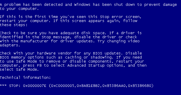 Um problema foi detectado e o Windows foi desligado para evitar danos ao seu computador