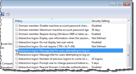 Agregue un mensaje a la pantalla de inicio de sesión para los usuarios en Windows 7/8/10
