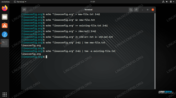 Bash - mengalihkan output standard dan ralat standard ke fail yang sama