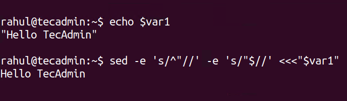 BASH - Remova a cotação dupla () de uma string