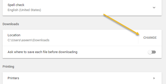 Ändern des Downloads Ordner Ort in Google Chrome