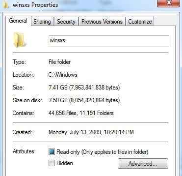 Bersihkan folder Winsxs di Windows 7/8/10