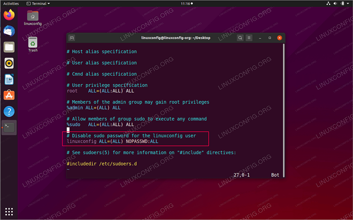 Configurer Sudo sans mot de passe sur Ubuntu 20.04 Focal Fossa Linux