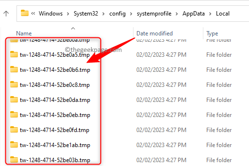 Kosongkan TW-*.Folder TMP dalam direktori System32 di Windows 11/10