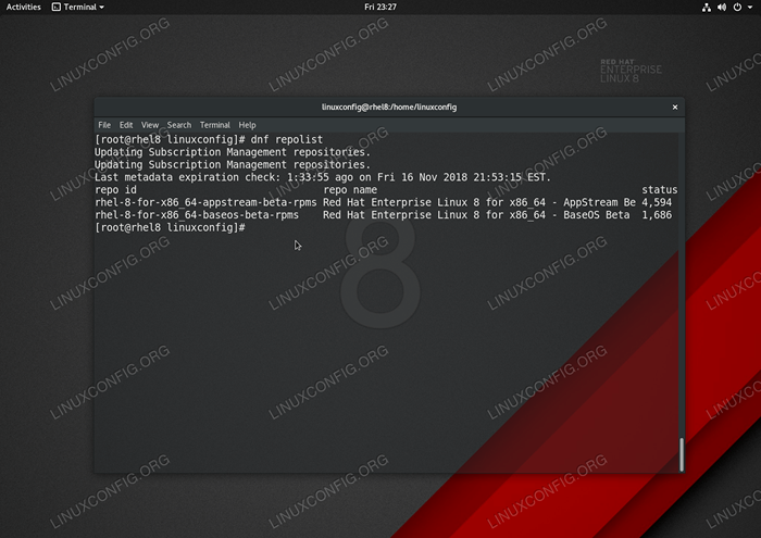 Habilitar repositorios de gestión de suscripción en Redhat 8 Linux