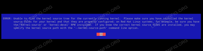 Erro incapaz de encontrar a árvore de origem do kernel para o kernel atualmente em execução - CENTOS / RHEL / Almalinux