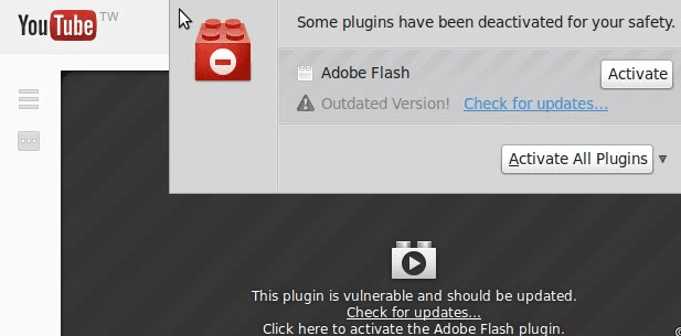Fedora Linux - Firefox Blocks Solusi Adobe Flash yang sudah ketinggalan zaman