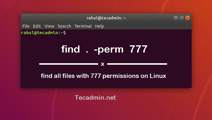 Cari semua fail dengan kebenaran 777 di Linux