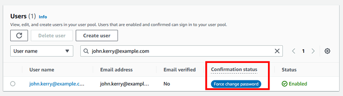 (Tetap) Status Pengguna AWS Congnito Menunjukkan Force_change_password