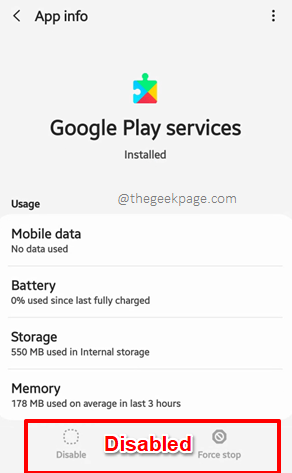 Google Play Services 'Desactivar' y 'Force Stop' Opciones de Greyed Out Fix