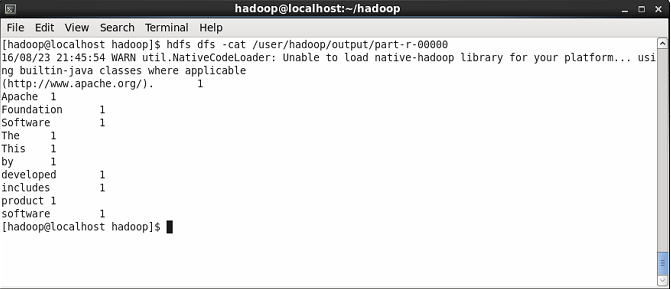 Hadoop - executando um exemplo do WordCount MapReduce