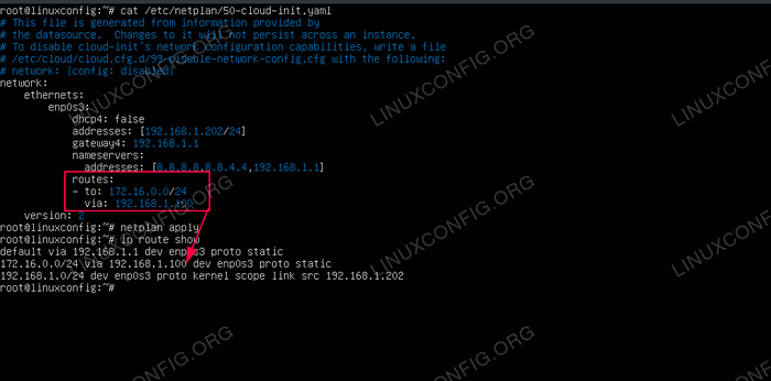 So fügen Sie mit Netplan auf Ubuntu 20 statische Route hinzu.04 fokale Fossa Linux