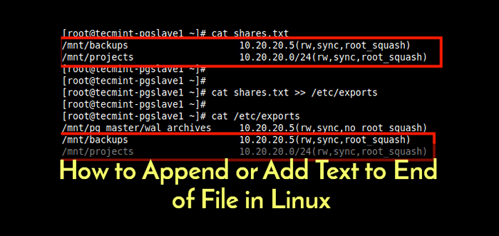 Cara memasukkan teks ke akhir fail di linux