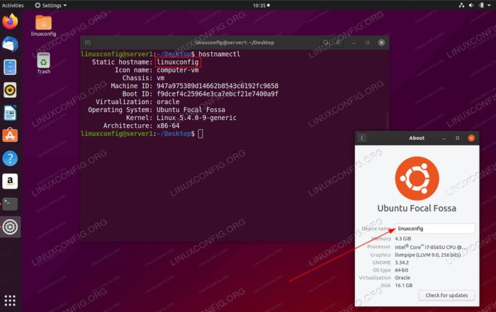 Cara menukar nama hos di Ubuntu 20.04 Focal Fossa Linux