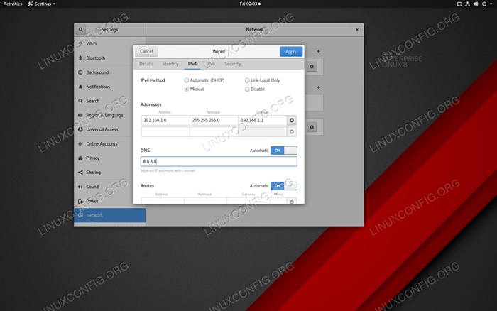 Cómo cambiar la dirección IP en Rhel 8 / Centos 8 Linux