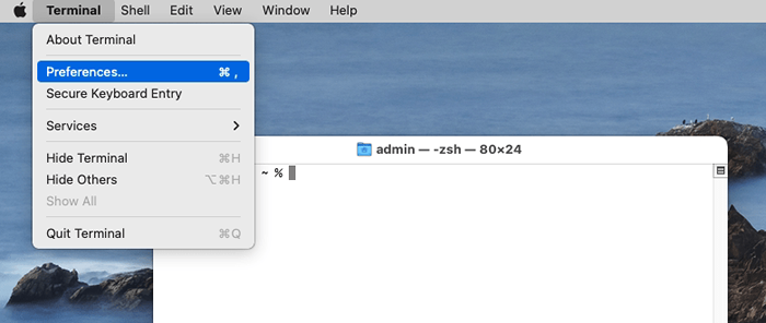 Como alterar o tamanho da fonte do terminal no macOS