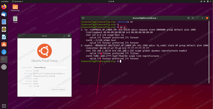 Cara memeriksa alamat IP saya di Ubuntu 20.04 Focal Fossa Linux