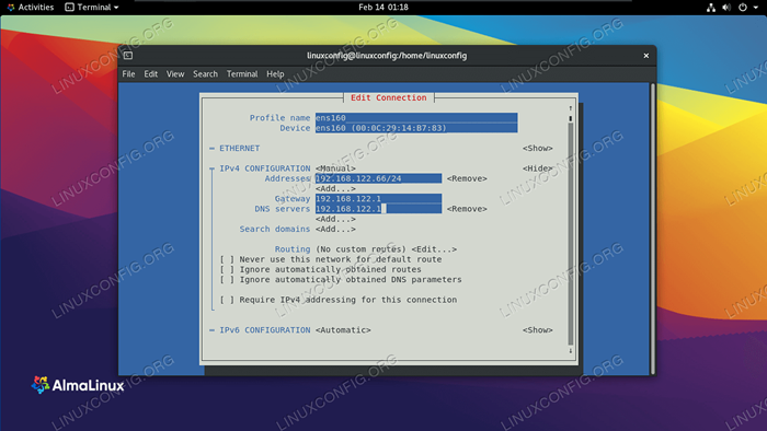 Como configurar o endereço IP estático no Almalinux