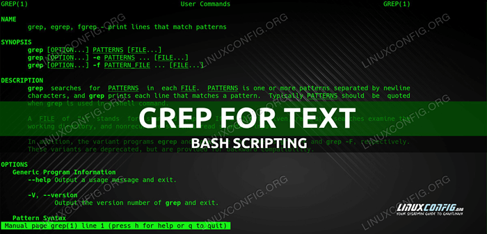 So grep für Text in Bash -Skripten korrekt Grep