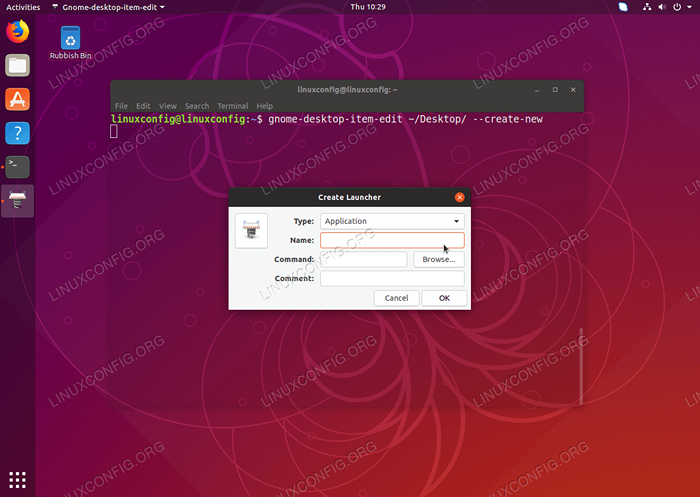 So erstellen Sie Desktop -Verknüpfungsträger auf Ubuntu 18.10 Kosmische Tintenfisch -Linux