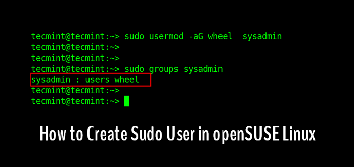 Comment créer l'utilisateur sudo dans opensuse Linux