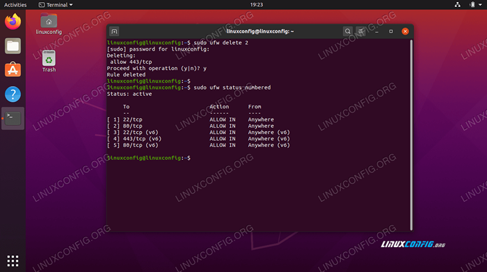 Cómo eliminar las reglas de firewall de UFW en Ubuntu 20.04 fossa focal Linux