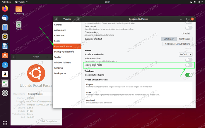 Como desativar o botão do mouse do meio clique em colar no ubuntu 20.04 fossa focal linux