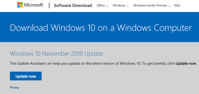 So herunterladen Sie Windows 10 ISO ohne das Tool für Medienerstellung