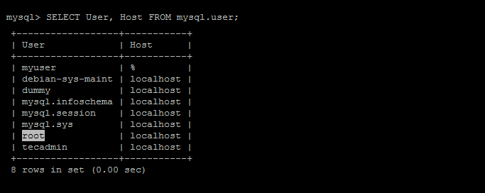 Como lançar um usuário do MySQL usando a interface da linha de comando