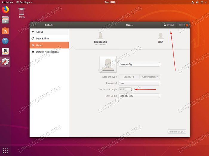 Cómo habilitar el inicio de sesión automático en Ubuntu 18.04 Bionic Beaver Linux