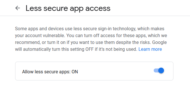 Como habilitar a configuração de aplicativos menos seguros no Gmail