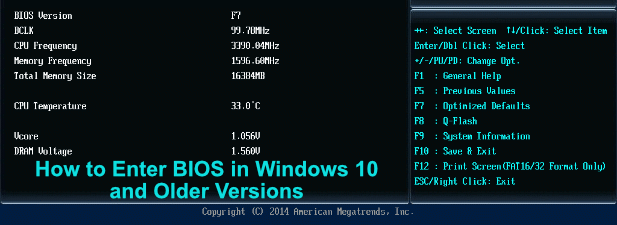 Cómo ingresar al BIOS en las versiones de Windows 10 y más