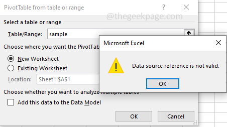 Die Reparatur von Datenquellenreferenzen ist in Microsoft Excel nicht gültig