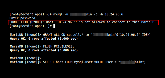 Cara memperbaiki kesalahan 1130 (hy000) host tidak diperbolehkan terhubung ke server mysql ini