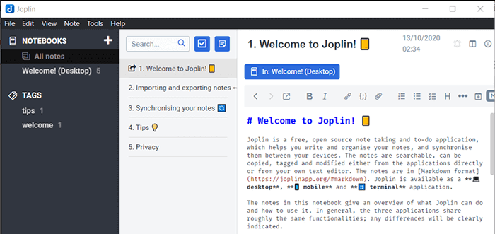 Cómo instalar y usar la aplicación Joplin Note Toming en Linux