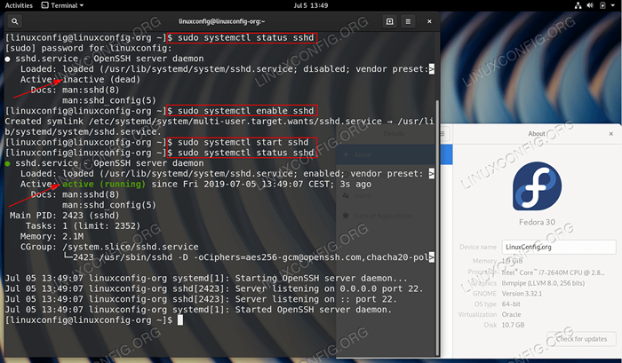 Cómo instalar, iniciar y conectarse al servidor SSH en Fedora Linux