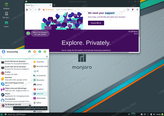 Cómo instalar el navegador Tor en Manjaro 18 Linux