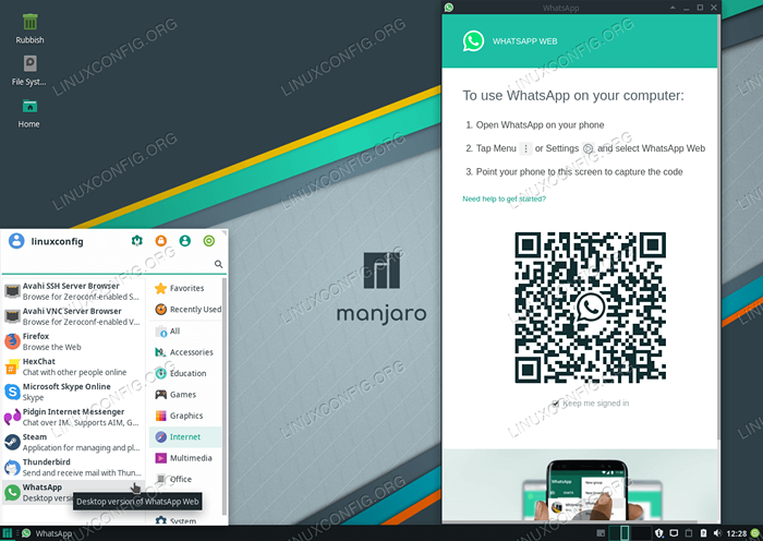 Jak zainstalować WhatsApp na Manjaro 18 Linux