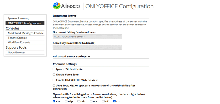 Como integrar apenas o office docs com o Alfresco no Ubuntu