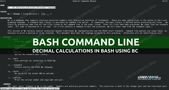 Como fazer cálculos decimais em bash usando BC