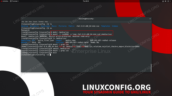 So montieren / Umount ISO -Bild auf Centos 8 / Rhel 8 Linux