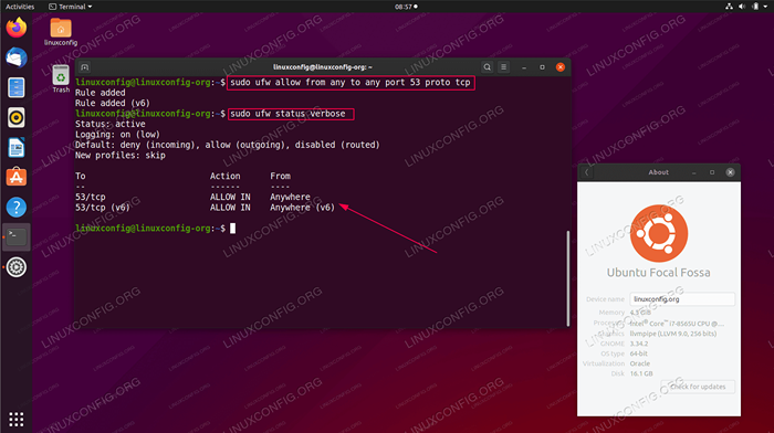 Como abrir/permitir a entrada de firewall no Ubuntu 20.04 Fossa focal