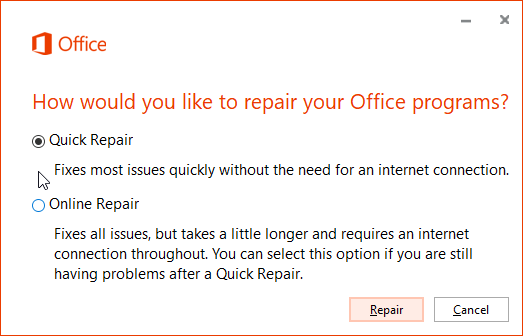 So reparieren Sie eine Version von Microsoft Office