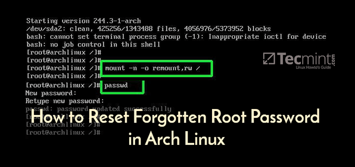 Comment réinitialiser le mot de passe racine oublié dans Arch Linux