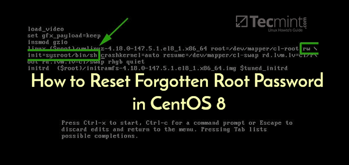 Wie man das vergessene Stammkennwort in CentOS 8 zurückset