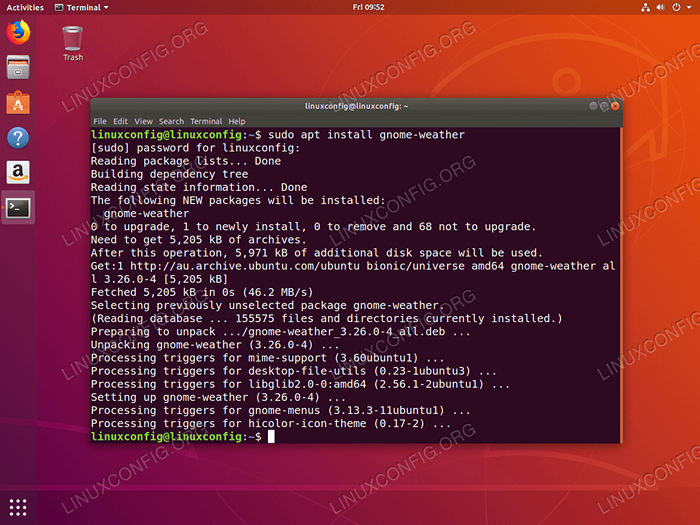 Cara mendapatkan maklumat cuaca di Ubuntu 18.04 Bionic Beaver Desktop