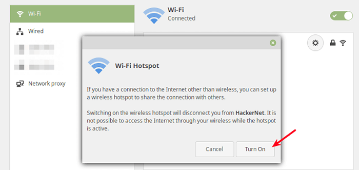 Cara berkongsi internet berwayar melalui Wi-Fi dan sebaliknya di Linux