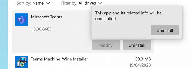 So deinstallieren Sie Microsoft -Teams, wenn es immer wieder installiert wird