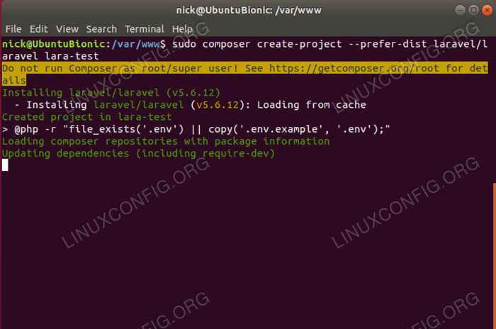 Pasang dan tuan rumah Laravel di Ubuntu 18.04 Bionic Beaver Linux
